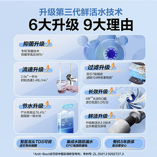 Haier 海尔 净水器鲜活水pro家用净水机5年RO反渗透过滤器厨下式净饮机 行业顶配款-鲜活水pro1200G