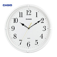 CASIO 卡西欧 挂钟客厅创意家用钟表简约圆形壁钟卧室扫秒时钟 挂墙石英钟表 IQ-88-7PF白色