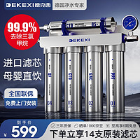 DEKEXI 德克西 净水器家用直饮 厨下式过滤器不锈钢净水机 全国免费安装