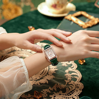 匹克手表女经典小绿表手表女瑞表时尚镶钻石英女士手表  【吴磊代言】玫金 黑皮带