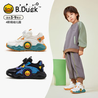 B.Duck小黄鸭童鞋儿童篮球鞋春秋季旋转纽扣网面防滑男童运动鞋潮 米色 28码内长约173mm