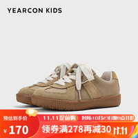 意尔康童鞋男童德训鞋秋季儿童软底休闲运动鞋女童鞋子卡其30