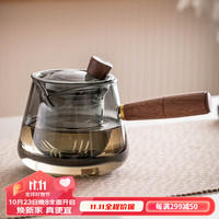 瓷牌茗茶具(cipaiming teaset)玻璃茶具套装家用办公室轻奢高档茶水分离茶杯茶盘 烟灰梯形直觉侧把壶