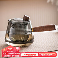 瓷牌茗茶具（cipaiming teaset）玻璃茶具套装家用办公室轻奢高档茶水分离茶杯茶盘 烟灰梯形直觉侧把壶