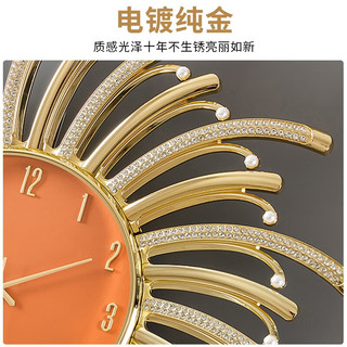 汉时（Hense）现代创意挂钟客厅挂墙挂表轻奢石英钟表HW23001 橙色大号