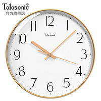 天王星（Telesonic）简约挂钟客厅钟表现代家用时尚装饰挂表时钟 典雅金直径25CM