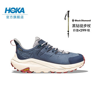 HOKA ONE ONE【双11礼包】男女卡哈2低帮徒步鞋Kaha 2 LowGTX减震防水 岩石灰/流沙色+杖 46/295mm