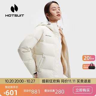 HOTSUIT后秀羽绒服短款男女冬季户外运动休闲防风加厚保暖面包服外套 静谧白-女款 XL