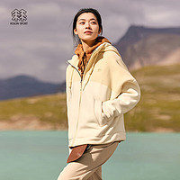 KOLON SPORT可隆抓绒夹克女运动抓绒衣露营羊羔绒连帽外套 黄色YE L