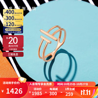 TSL 谢瑞麟 18K金戒指女几何线条彩金玫瑰金指环BE188 13号圈口