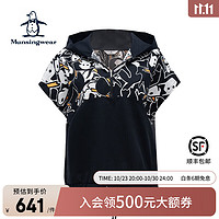 Munsingwear 万星威 高尔夫女士23新品夏季女装休闲拼接印花短袖宽松运动T恤衫 N100 M