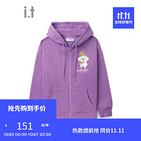 :CHOCOOLATE it 款拉链连帽卫衣男休闲简约SWU01L PPX/紫色 M