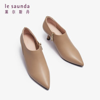 莱尔斯丹 le saunda冬拼接尖头细跟高跟通勤脚踝靴子女鞋4T61307