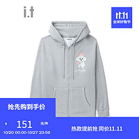 :CHOCOOLATE it 款拉链连帽卫衣男休闲简约SWU01L GY2/灰色 3XL