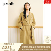 诗篇(PSALTER)可颜女装宽松系带收腰羊毛羊驼毛双面呢毛呢大衣 黄色 38