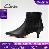 Clarks 其乐 女鞋秋冬时尚休闲拼接尖头细高跟踝靴切尔西靴女靴