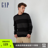 Gap 盖璞 男装秋冬2023新款纯棉宽松圆领长袖针织衫730479时尚休闲毛衣 黑灰拼接 180/96A