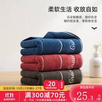 洁丽雅纯棉毛巾3条装A类加厚强吸水速干洗澡洗脸巾通用成人面巾澡巾 红色+棕色+兰色（经典条纹）
