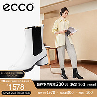 ecco 爱步 靴子女 2023年冬季新款休闲粗跟切尔西女靴 雕塑222433 亮白色22243301002 37