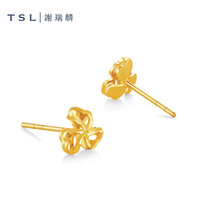 TSL 谢瑞麟 黄金耳钉足金5G三叶草耳饰女款XL357 1.0g 工费约300元