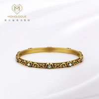 MONOLOGUE独白北纬30°亚特兰蒂斯复古黄金爱心珍珠欧泊手镯MR1211 56mm