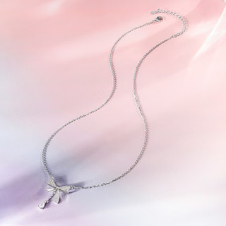 周六福 ZHOU LIU FU S925银饰锆石项链女蝴蝶结吊坠时尚百搭气质链坠 链坠链长40+5cm