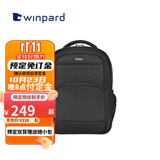 威豹（WINPARD）商务双肩包男出差通勤大容量双肩背包多功能电脑包15.6英寸 经典黑