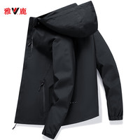 YALU 雅鹿 户外冲锋衣可拆帽青年男女款夹克防风防水保暖防寒服登山外套 黑色 L体重110-125斤