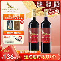 WOLF BLASS 纷赋 酿酒师精选红牌 设拉子赤霞珠 干红葡萄酒750ml*2双支 智利进口