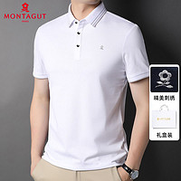 MONTAGUT 梦特娇 男士短袖t恤桑蚕丝翻领polo衫中年男装薄款衣服男