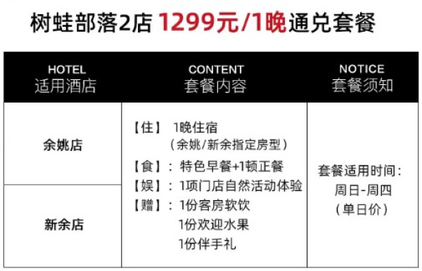 网红森里树屋,住进真正自然秘境!树蛙部落新余/铜仁/泸州/安庆/婺源/西宁/余姚7店通兑1-2晚套餐(含特色早餐+自然体验活动等)
