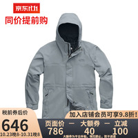 the North Face【断码清货JD物流】TNF美版 男士夹克连帽工装登山服拉链外套大衣 中灰色 M