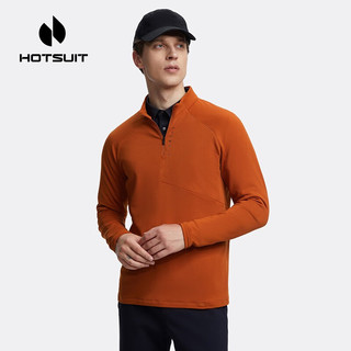 HOTSUIT后秀长袖T恤男女运动秋冬修身上衣保暖加绒防寒款T恤格粒绒 姜饼色【男款】 S