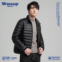 WASSUP UOSNE 羽绒服男短款防风冬季外套 黑色 M