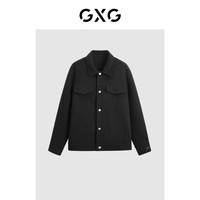 GXG 男装 商场同款黑色简约翻领短款大衣 23年冬季GEX10630174 黑色