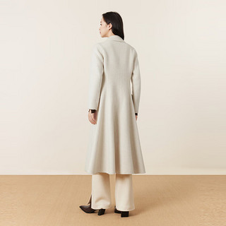 洛可可（ROCOCO）长款时尚双面呢外套女2023法式羊毛大衣冬呢子上衣 米色 M