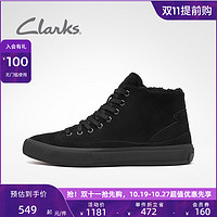 Clarks 其乐 女鞋毛绒保暖时尚休闲高帮板鞋平底百搭女鞋