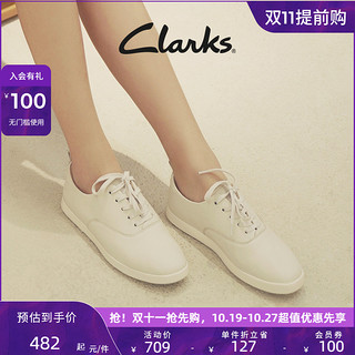 Clarks 其乐 女士春秋简约舒适柔软轻便休闲鞋女纯色平底系带板鞋