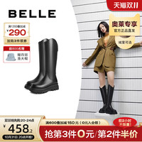 BeLLE 百丽 骑士靴女款西部靴冬季女靴加绒长筒靴厚底长靴Y9E1DDG2