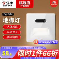 公牛(BULL)86型人体感应地脚灯插座式过道走廊台阶智能小夜灯床头暗装踢脚灯 86型丨人体感应丨G62白