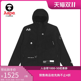 Aape 旗舰店男装秋冬猿颜字母印花连帽款厚户外滑雪羽绒服7477XXH