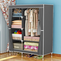 WOJIA 蜗家 布衣柜简易衣柜钢管加粗租房宿舍收纳衣柜 1321经典灰