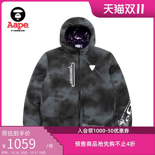 Aape 旗舰店男装秋冬双面穿扎染亮面字母宽松厚款夹克外套7570XXJ