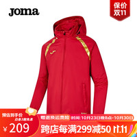 JOMA运动外套男女风雨衣款梭织连帽防风衣防水足球训练服运动服 红色 2XL/185