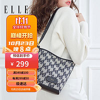 ELLE 她 女包2023经典老花中水桶包时尚手提包大容量通勤单肩包23025 拼色