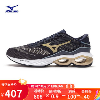 Mizuno 美津浓 Wave Creation 23 男子跑鞋 J1GC220155 黑色/金色 42