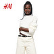 H&M 女装毛针织衫秋季2023新款罗纹圆领时髦洋气套衫1161768 奶油色 155/80A
