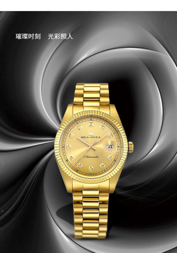 seagull海鸥手表日历显示防水设计卓尔系列镶钻时尚自动机械表5108570