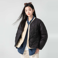 冰洁BENGEN 2023女式薄款羽绒服秋季短款保暖圆领直筒薄羽绒服外套