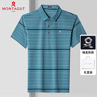 MONTAGUT 梦特娇 正品夏季男士桑蚕丝休闲翻领短袖t恤衫半袖薄款polo衫男装